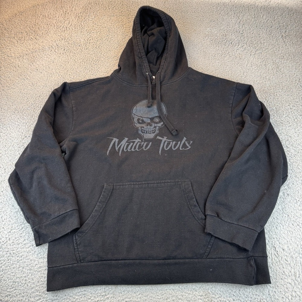 Matco Tools‎ Black Pullover Hoodie Skull Print Men's Size Large Workwear